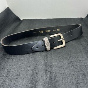 Vintage Levi Strauss & Co Copper Riveted Clothing Belt & Buckle Black Leather